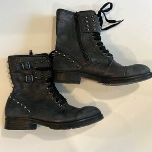 ASH -‎ black pebbled leather, studded black boots, 41
